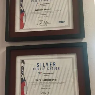 Our coaching certifications!