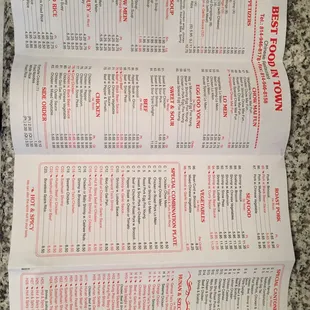 a menu for a restaurant