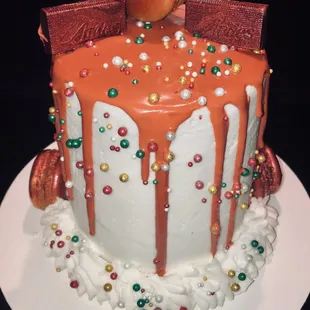 Copper Colored Drip Cake.
