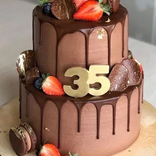 All chocolate two tier birthday cake.