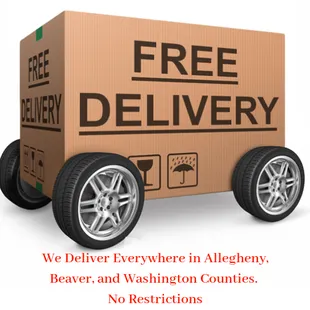 a delivery truck with a free delivery sign