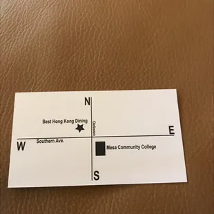 Business card, map