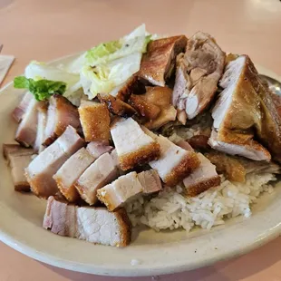 2 Meats Rice Plate with Duck and Roasted Pork