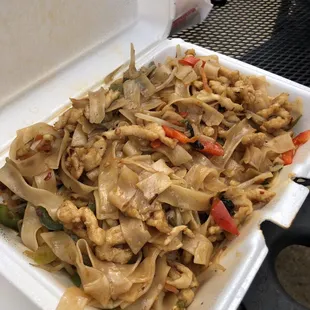 Drunk noddles. Chinese food here is awesome. But they also have Thai food which is not the best but it will do.