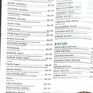 Dinner Menu