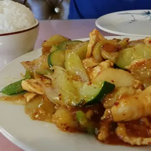 Chicken and Eggplant in garlic sauce