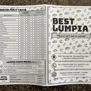 4/4/23 menu party trays