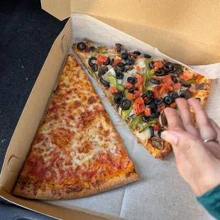 Cheese Pizza and Veggie Pizza Slice