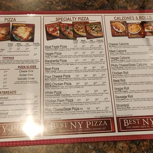 menu and prices
