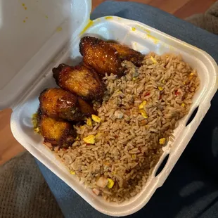 Honey chicken wings and Pork Fried Rice!!