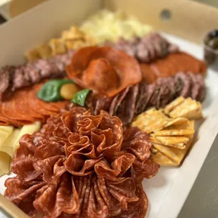 a box of meat and cheese