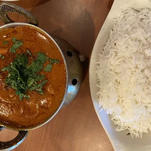 Paneer Tikka Masala, steamed basmati rice