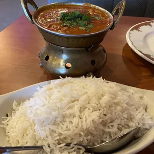 Paneer Tikka Masala on warmer and steamed rice