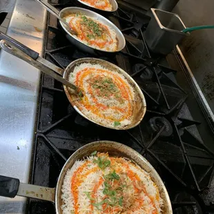 Biryani - aromatic rice with meat or veggie.