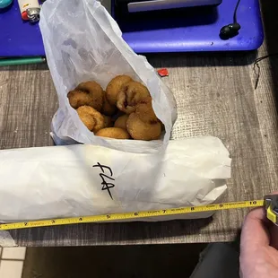 a bag of doughnuts