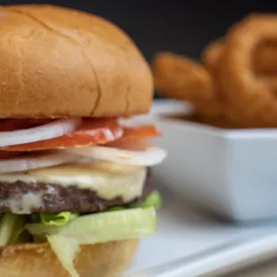 1/3 Lb Cheeseburger With Crispy Onion Rings