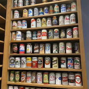Old beer cans for sale in the gift shop