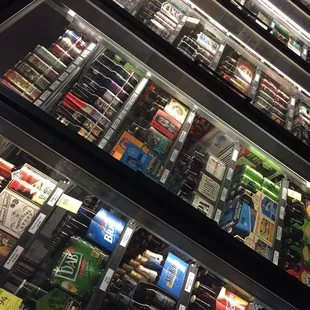 a display case of beer