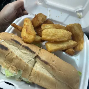 Steak and Chesse Sandwich and best yucca in town