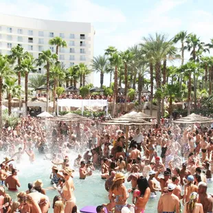 a large pool full of people