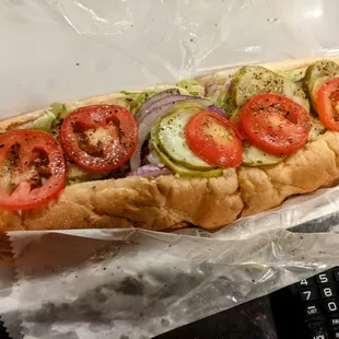 Y'all..this is considered and regular size fish hoagie...sheesh!? The large is literally DOUBLE the size!!