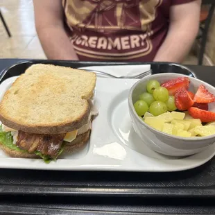 Turkey Bacon Club and a side of fruit 7/1/2023