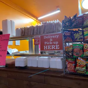 a display of food items