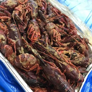 a tray full of craws