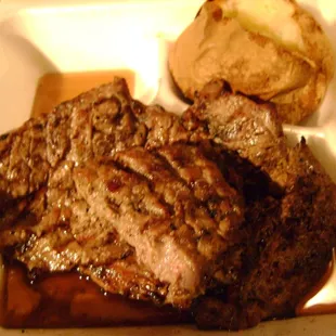 a steak and a baked potato