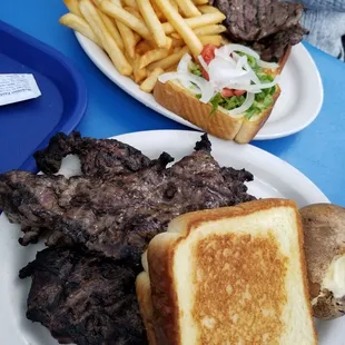 Steak burger and the New York Steak.