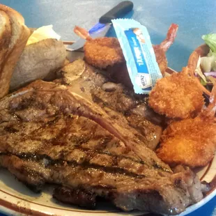 T bone special with shrimp