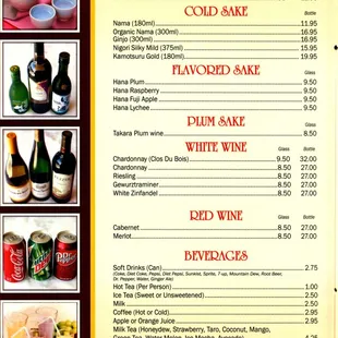 menu, sushi and sashimi