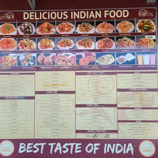 a menu on a food truck