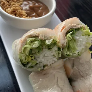 Spring rolls. i prefer different sauce but great rolls thenselves