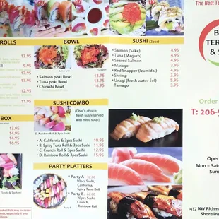 New menu with sushi options