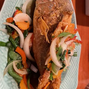 Whole Red Snapper with Basil Sauce