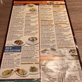 the menu for the restaurant