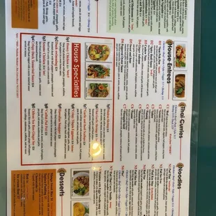 the menu for the restaurant