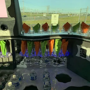 View on awesome mini bar during the daylight at beginning of trip with our water requested.