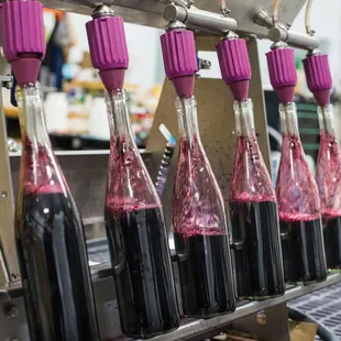 Bottling day at the winery.  This is Bluebird, a delicious blend of blueberries and Merlot.