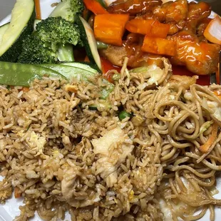 Chow Mein with Chicken, Fried Rice with Chicken, Sweet And Sour Chicken, Buddha&apos;s Delight