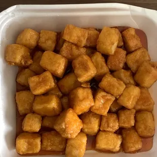 Orange tofu nuggets