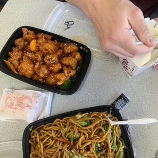 Vegetable Lo Mein Orange Flavor Chicken