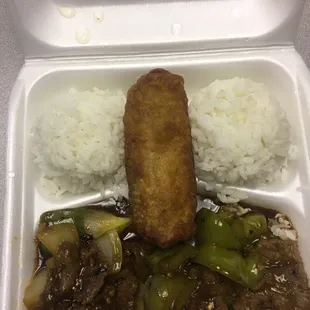 Best Peppered Steak and Egg roll I've ever had. They deliver and for ordered over $20 you get a free 2 liter of coke.