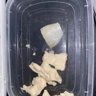 Pieces of the chicken vs the onion