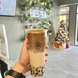 Black tea latte with Boba