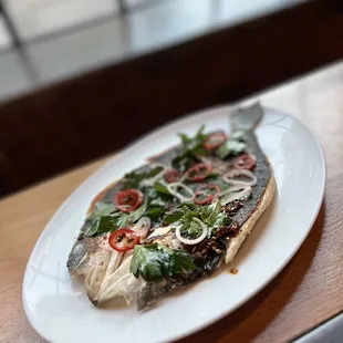 Charred branzino