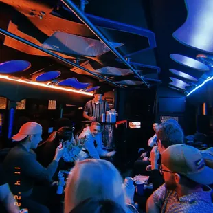 Fun in the party bus on the way to a concert at the shoreline!