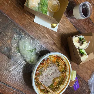 PHO Brisket and added Mala, Beef Banh Mi, and Summer Rolls.