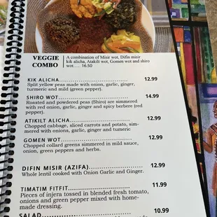 Menu - vegetarian